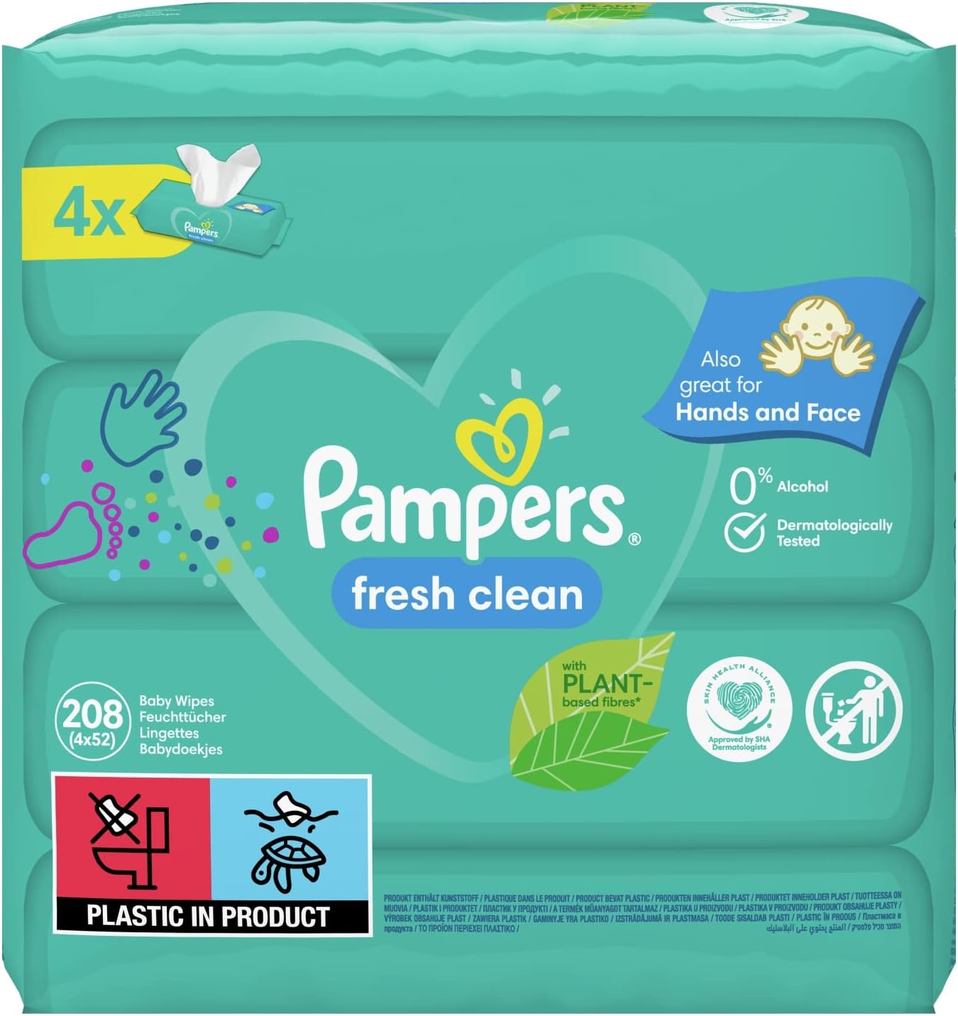 Pampers Clean Baby Scent Wipes, turquoise fresh, 208 each : Amazon.co