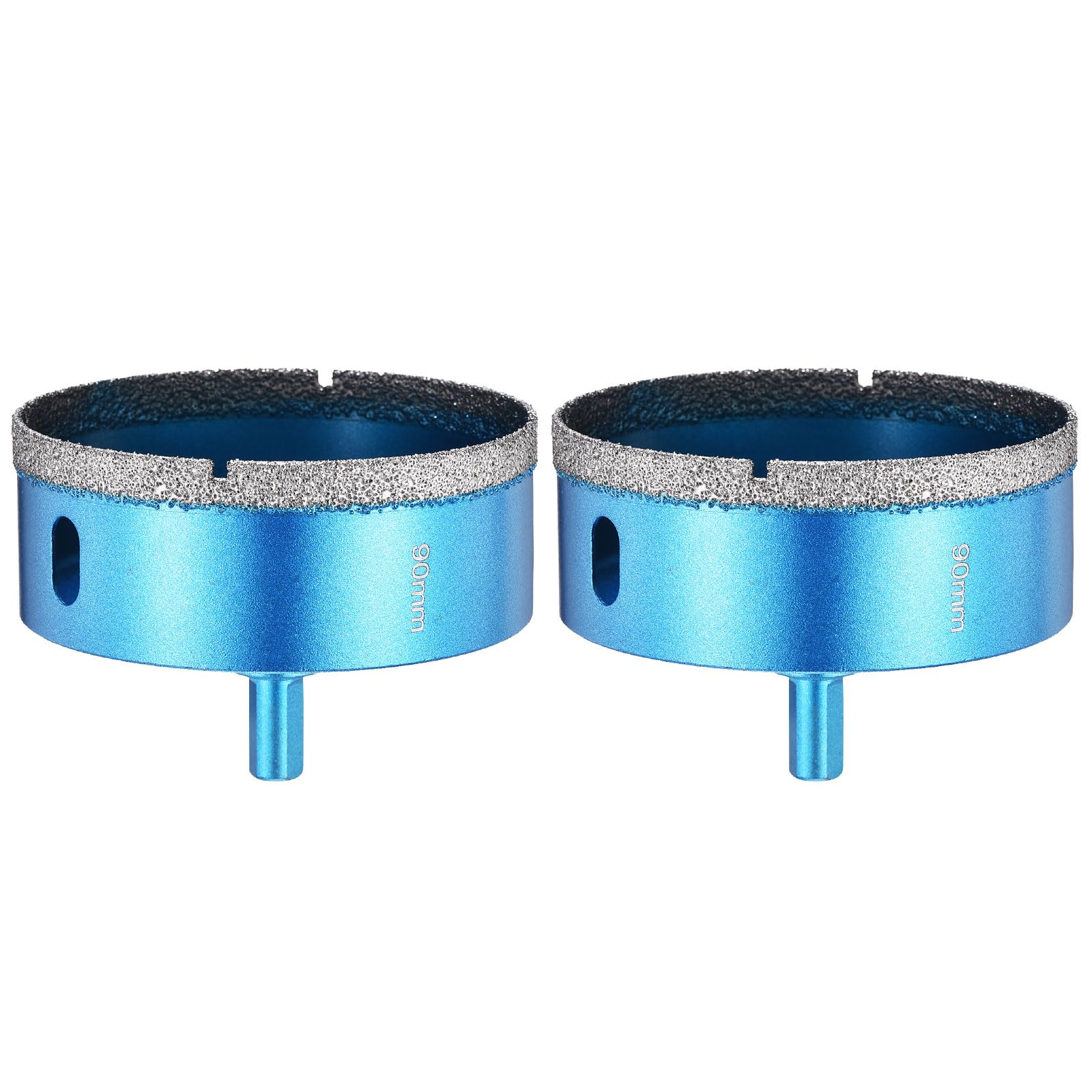 PATIKIL 3-9/16" Diamond Hole Saw 90mm 3-Flat Shank Blue 2Pcs