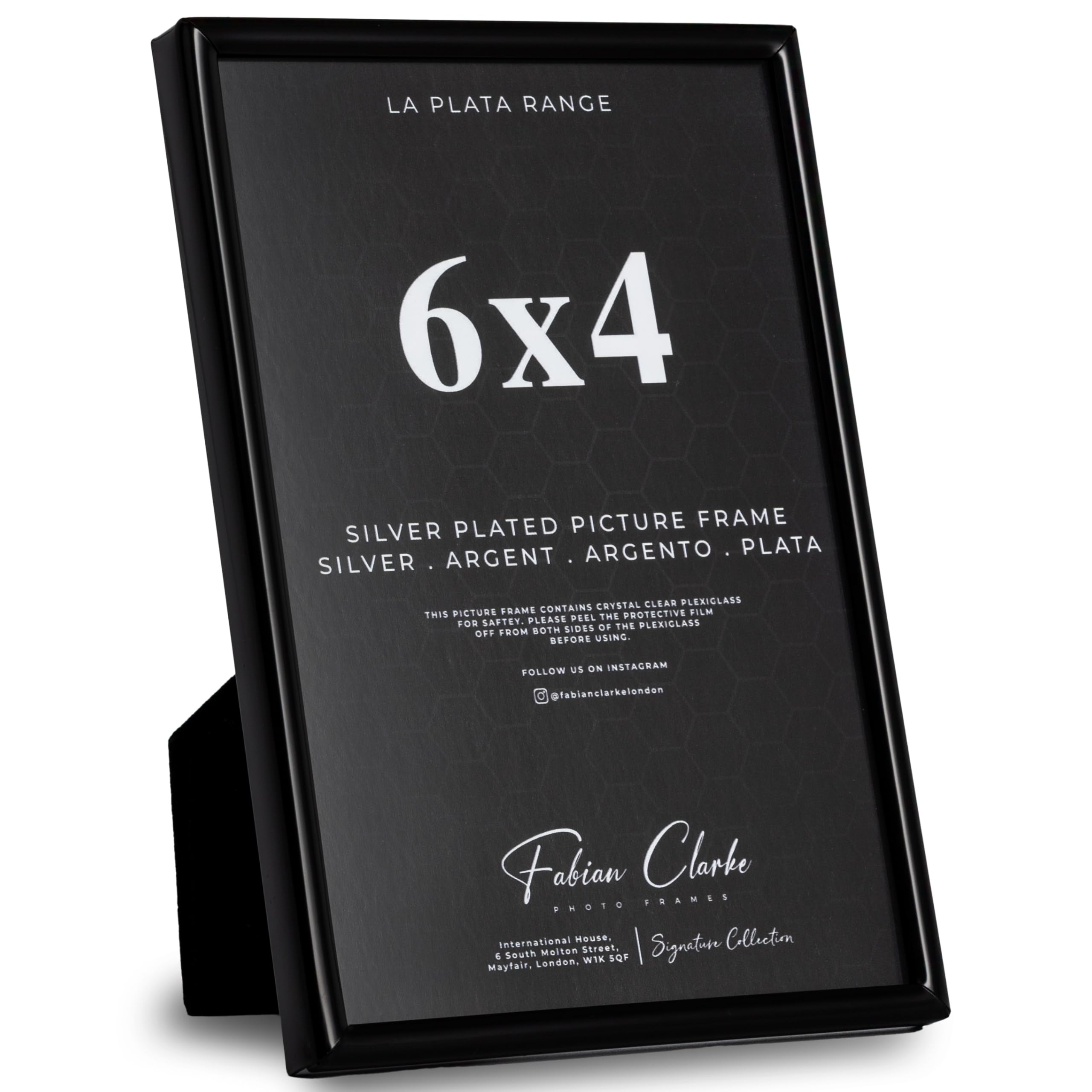 Black Photo Frame Picture Frame Plain Metal Gloss Black Finish and Tarnish Protected for Wedding Picture or Family Photos (6x4)