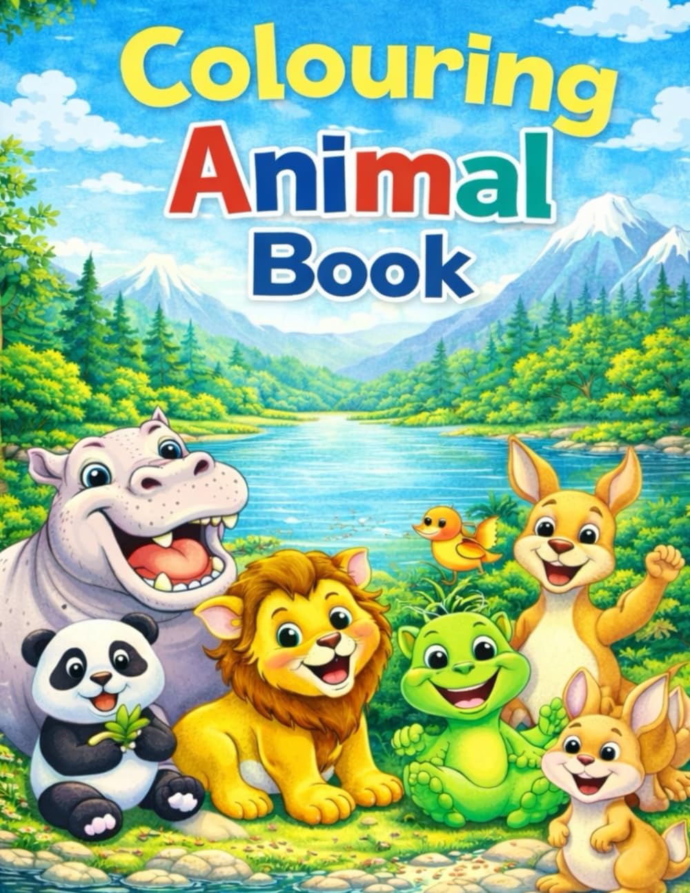 Cute Animals Coloring Book for Kids”: Fun and Easy Animal Coloring Pages for Ages 3-8