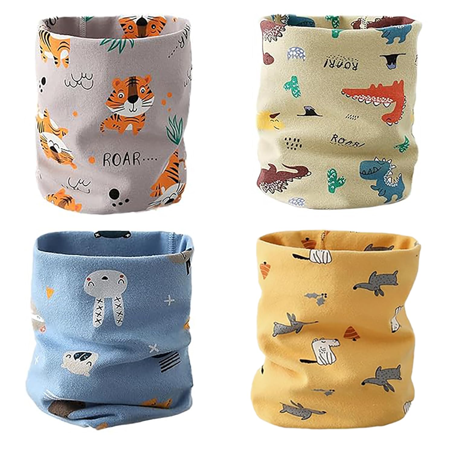 Joyola Girls Multicolour 4 Pcs Kids Neck Warmer, Boys Warmer Cotton Scarves, Children's Loop Scarves, Windproof Winter Spring Autumn Loop Neckerchief For Children Spring Autumn And Winter, Ed