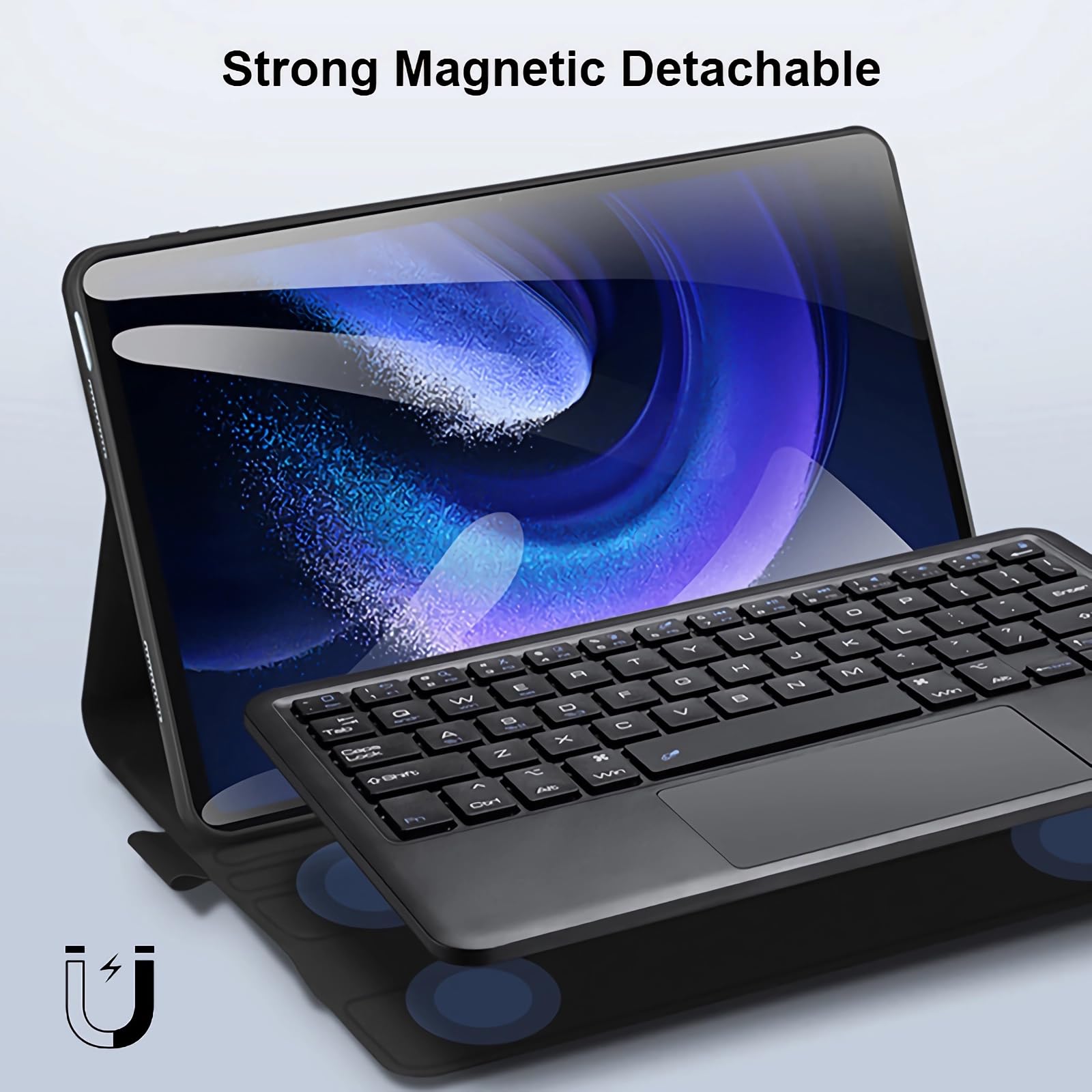 Etui z klawiaturą do Xiaomi Mi Pad 6/6 Pro 11 cali 2023, Wbudowany Uchwyt Na Ołówek, Magnetyczna Odłączana Klawiatura Bezprzewodowa z Myszą Bluetooth
