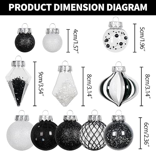 Miniatura 2 de Juego de Adornos de Bolas de Navidad, 34 piezas de adornos de Navidad de plástico transparente irrompibles para decoración colgante del árbol de