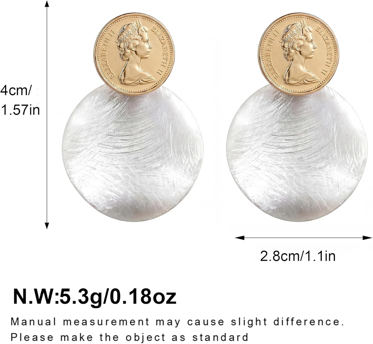 FAMARINE Big Disc Drop Earrings Gold Dangle Earrings Round Hammered Earrings Women - Image 4