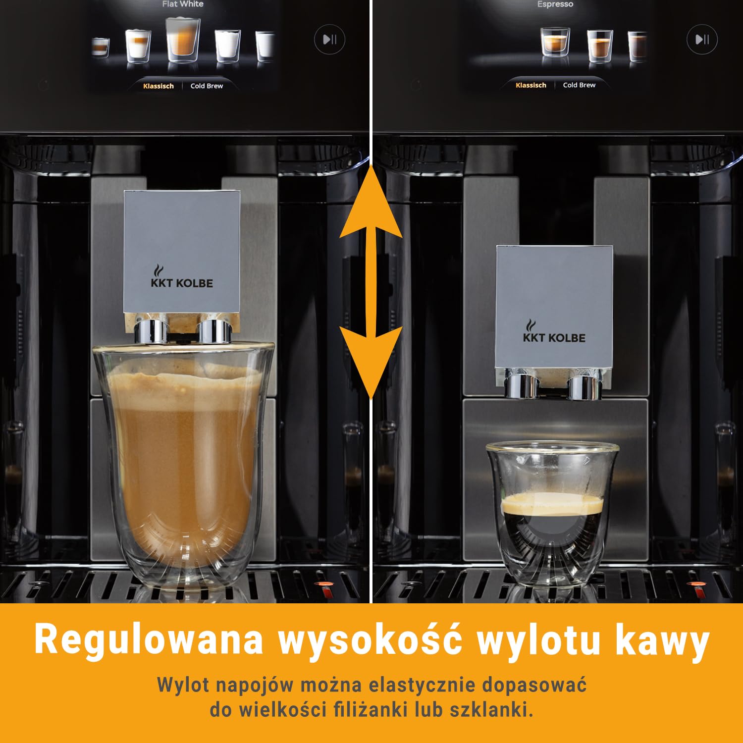 KKT KOLBE Pro ekspres do kawy z pojemnikiem na mleko, dysza do pianki na mleko i akcesoriami, funkcja 2 filiżanek, 15 bar, 7-stopniowy mechanizm mielący, ekran dotykowy TFT, automatyczne czyszczenie