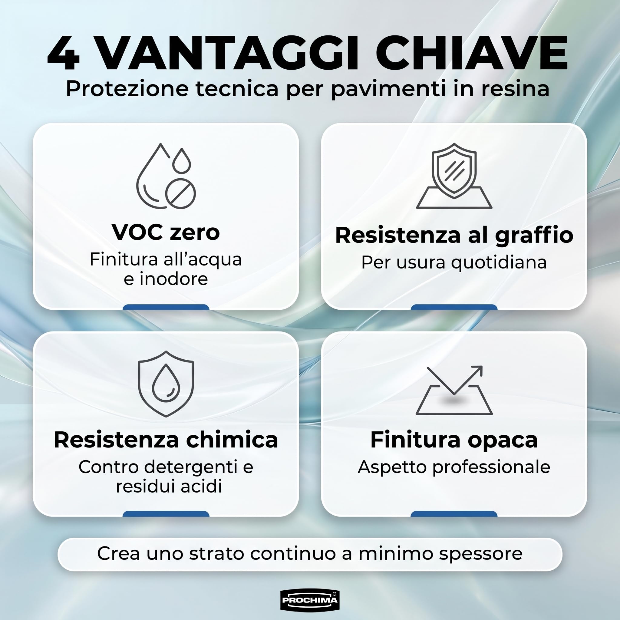 PROCHIMA - FINISH 1K Opaco, Trasparente, Formato da 1 Kg, Finitura Acrilica all’Acqua VOC Zero, Protezione Pavimenti in Resina, Ideale per Interni ed Esterni Civili e Commerciali