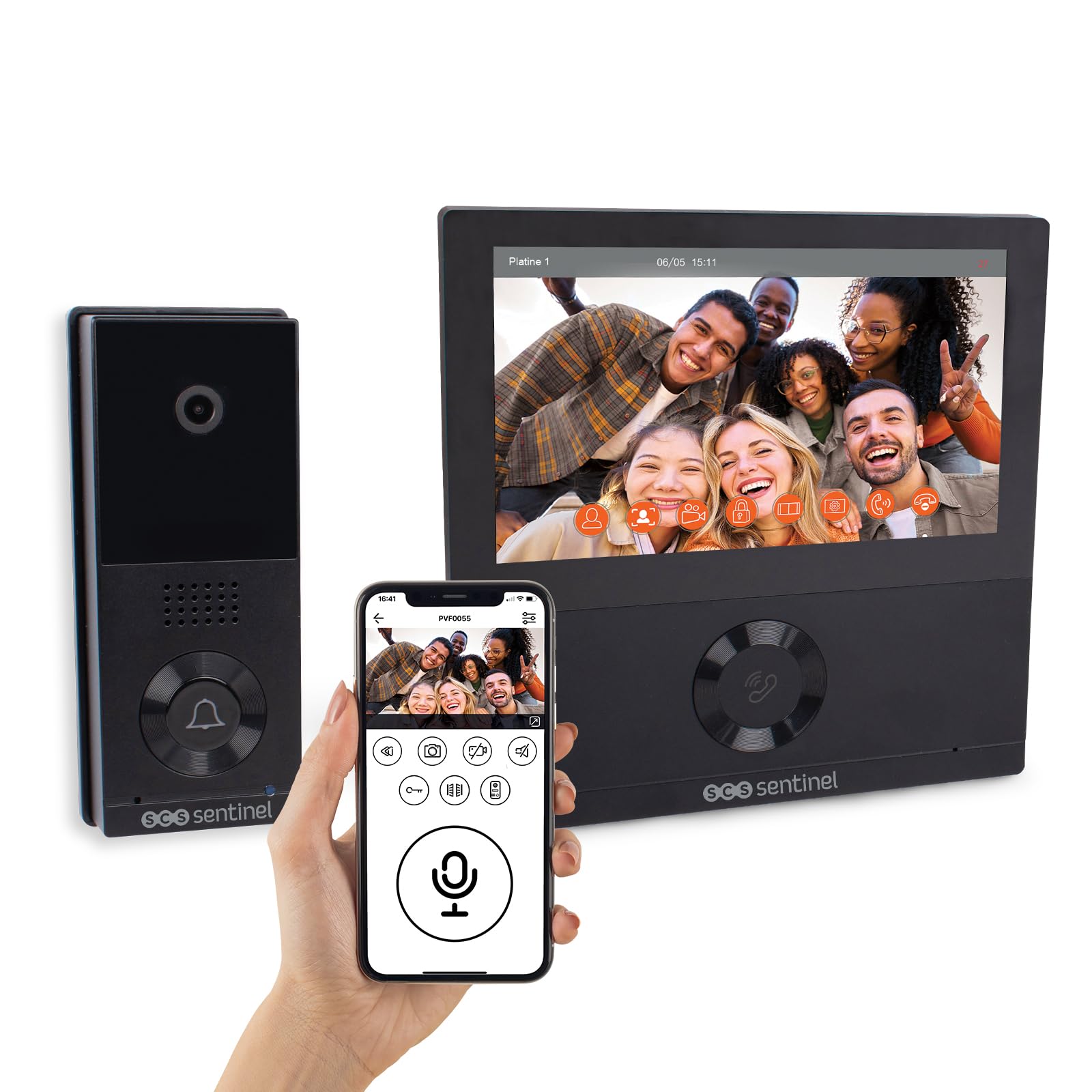 SCS Sentinel - Interphone Vidéo Connecté Filaire VisioWifi - Grand Angle 110° - Écran Tactile 7’’ - Connectivité Wi-FI 802.11b/g/n - Capture Photos et Vidéos