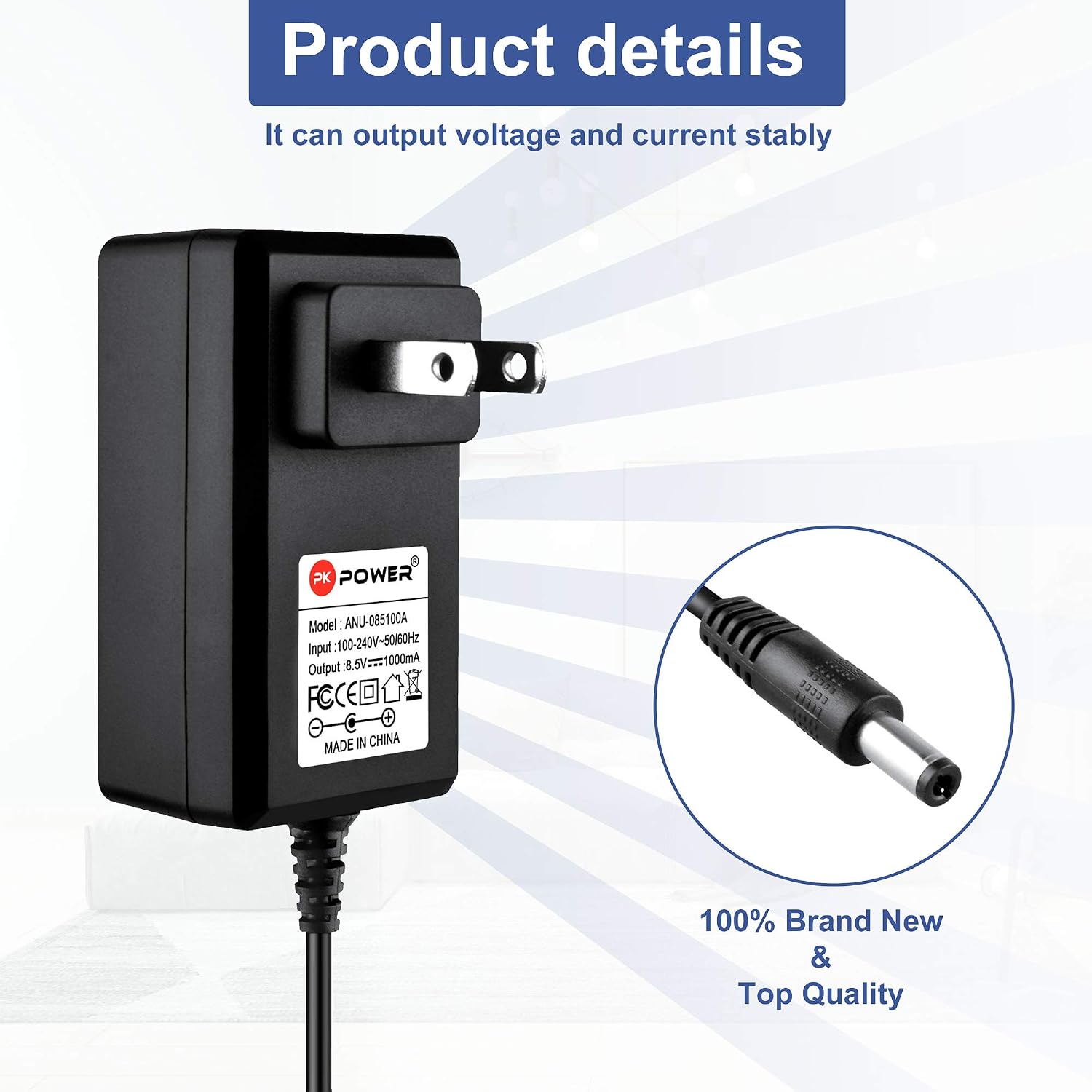 AC DC Adapter Charger for Pure-Wave by PADO CM-05 CM-07 Cordless Massager Facial Body Motor Model FJ-SW08510000DU Power Charger