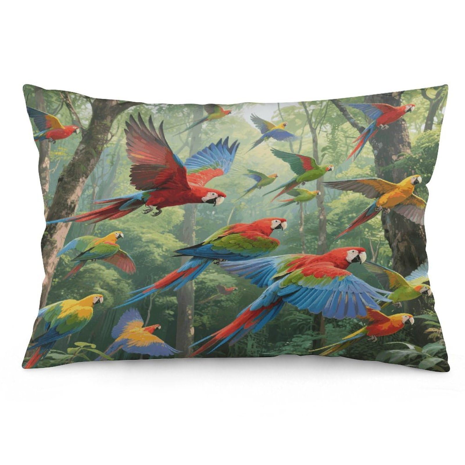 Parrots Throw Pillow Cover Soft Pillow Case Decorative Lumbar Pillow Cover Cozy Throw Pillowcase Polyester Rectangular Cushion Case Decor for Couch Sofa Bed