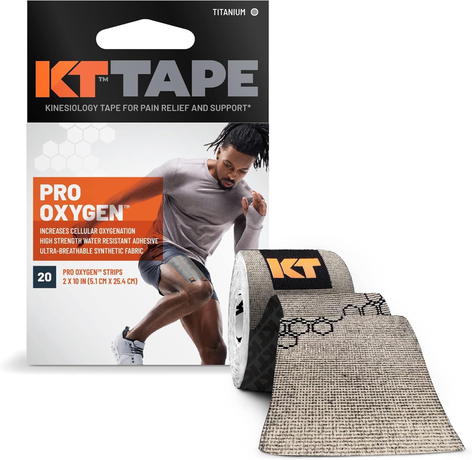 KT Tape Pro Oxygen, Synthetic Kinesiology Athletic Tape with Celliant Technology