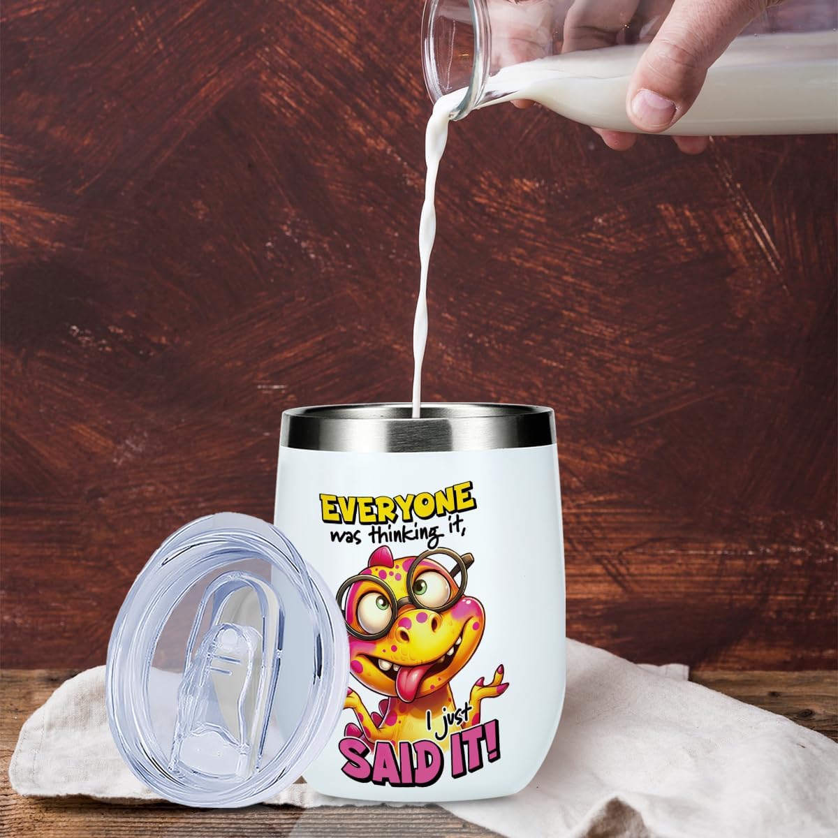 Funny Quotes Wine Tumbler, Sarcastic Dinosaur Gifts Dinosaur Decor Stuff Double Wall Vacuum Insulated Coffee Mug Wine Glass 12 oz Tumbler with Lid for Women Boys Girls Birthday Graduation Christmas - Image 6