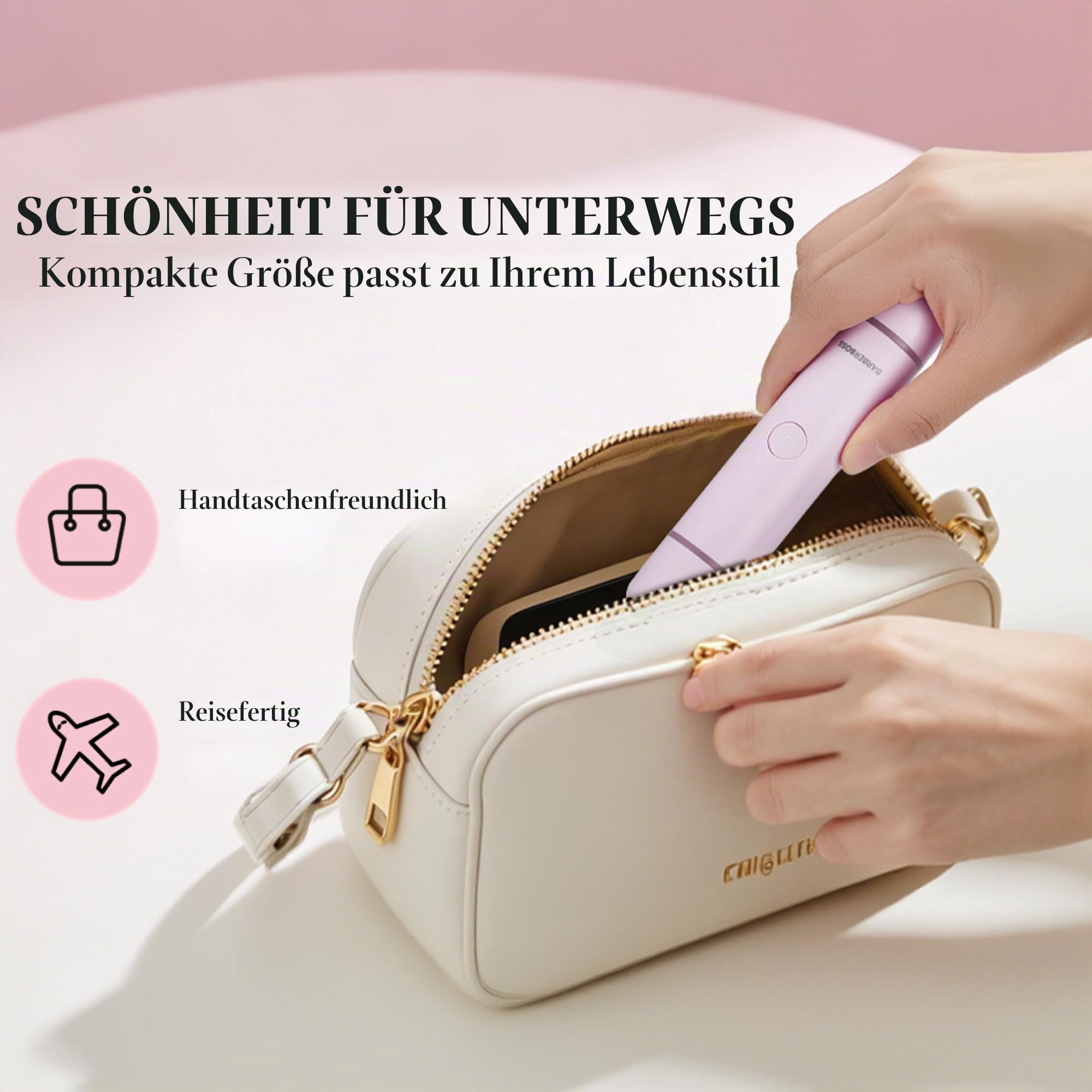 BarberBoss 2-in-1 Damenrasierer für Frauen, Bikini- & Gesichtshaarentferner, Doppelkopf Körper- und Gesichtstrimmer (Rosa) | Bikini- & Gesichtshaarentferner-Kit, Doppelkopf-Gesichts- und Körper-Trimmer, Präzisionslicht, Wiederaufladbar