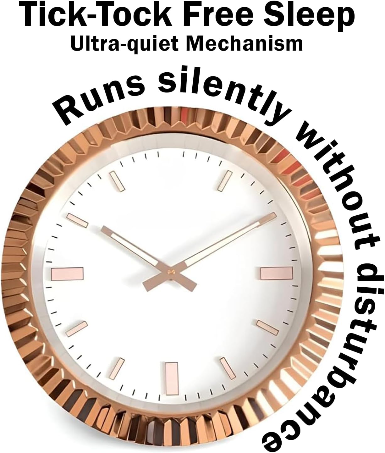 14 Inch Rose Gold Wall Clock with White Dial, Battery Operated Silent Quartz Non-Ticking Modern Analog Decor for Home, Office, Round Decorative Wall Clocks for Living Room, Bedroom, kitchen, Workspace