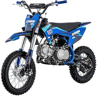 Storm 125cc Zongshen Brand Engine Dirt Bike with 4-Speed Manual Transmission, Kick Start, Big 14"/12" Tires! (Blue)