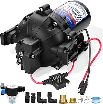 EF5500-BOX-QA 12V Sprayer Pump,5.5GPM 60 PSI Diaphragm Pump,Soft Wash Pump