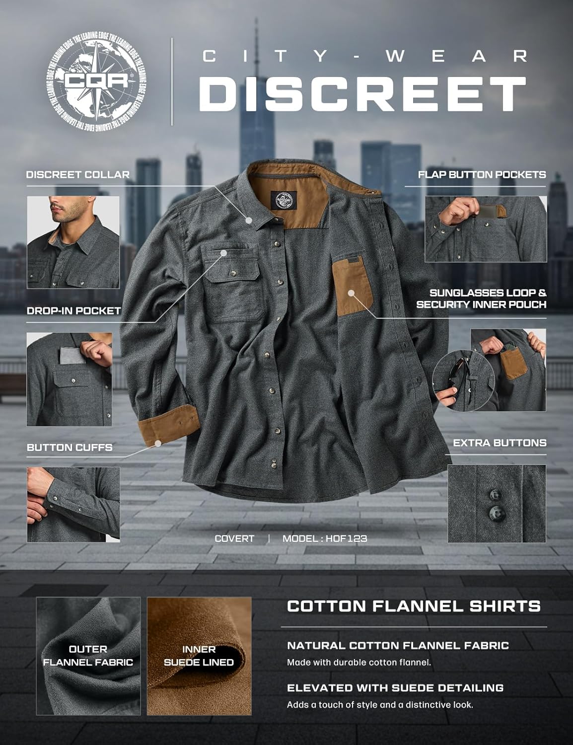 CQR Men's 100% All Cotton Button Down Flannel Shirts, Long Sleeve Brushed Warm Soft Casual Outdoor Plaid Shirt - Image 8