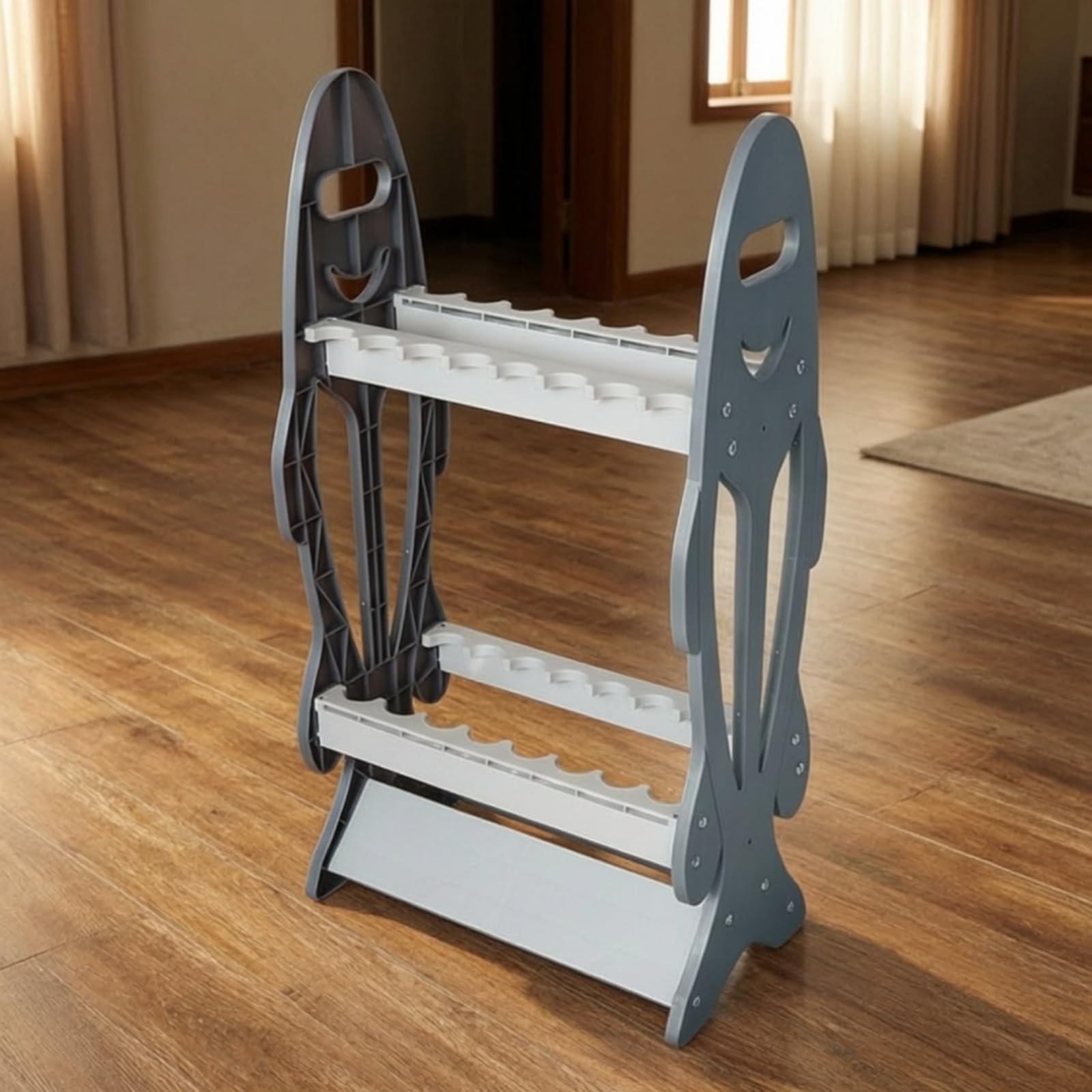 Rastrelliera Porta Canne Salvaspazio Espositore Compatto Supporto per Pescatori, Garage , Grigio , style to 1