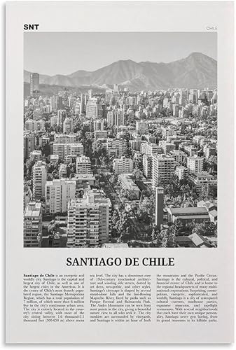 Miniatura 1 de Santiago De Chile - Impresión en blanco y negro, arte de pared de Santiago, póster de Santiago, foto de Santiago, Chile, póster de lienzo para