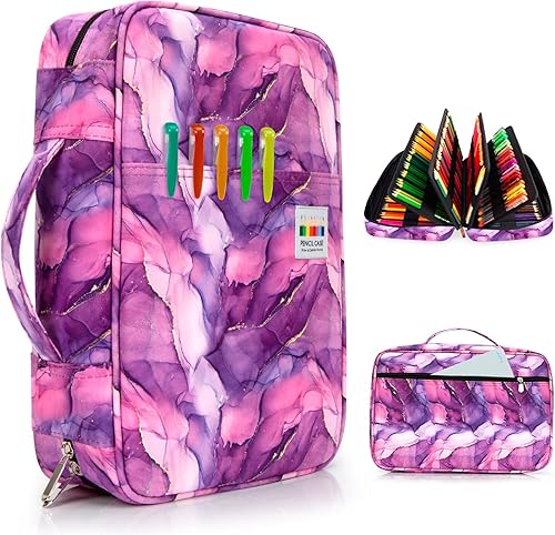 YOUSHARES Bolsa para lápices de colores con 300 ranuras, práctica bolsa Oxford de gran capacidad con cremallera multicapa para lápices de colores