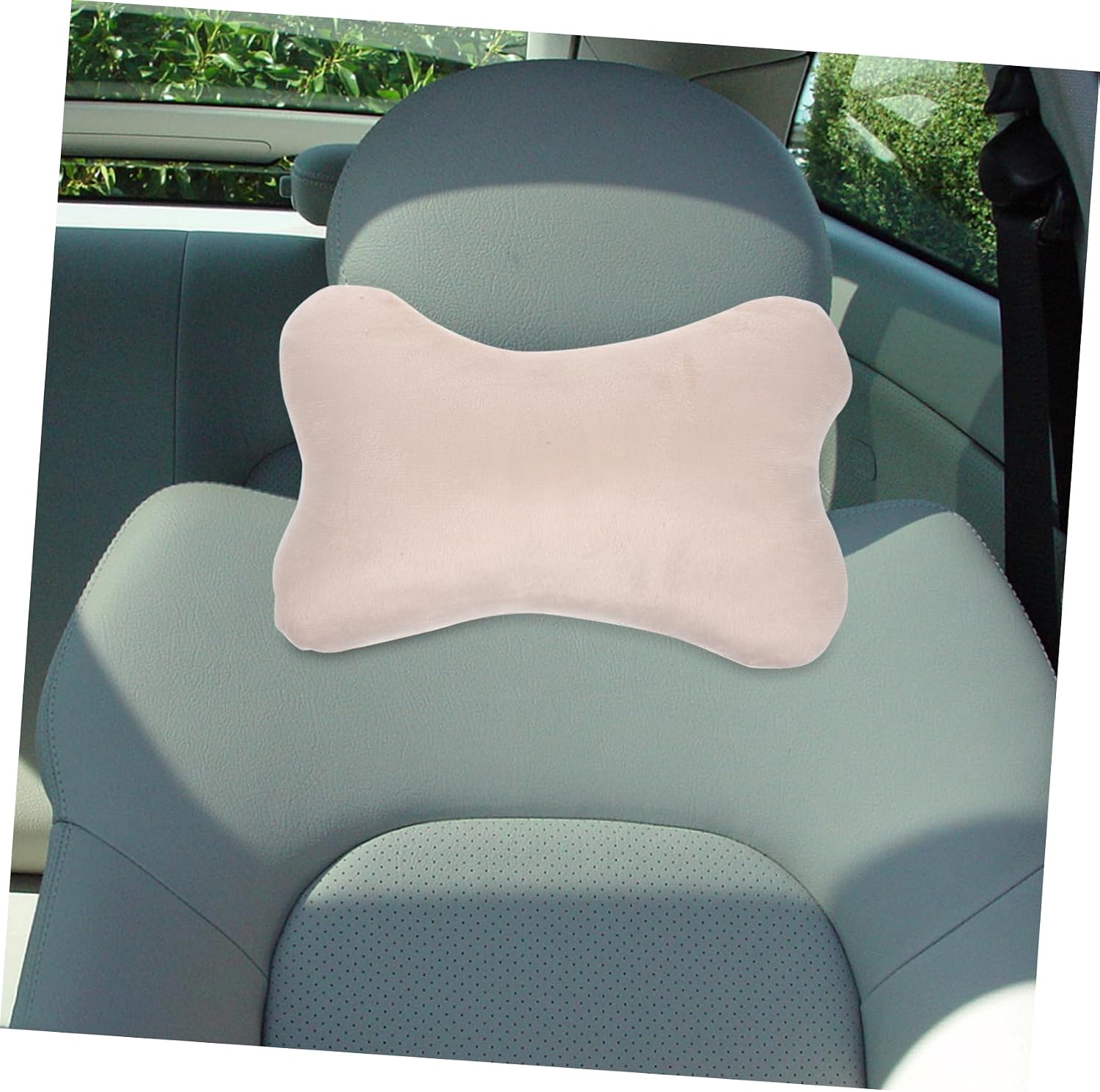 ULTECHNOVO 2pcs Car Neck Pillow Ergonomic Support Cushion for Comfortable Driving Breathable Headrest Pads for Auto Kawaii Car Accessories Beige