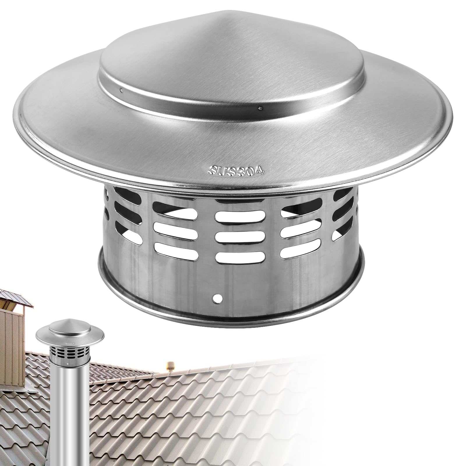 Copertura per camino, in acciaio inox, per camino, camino (110 mm)