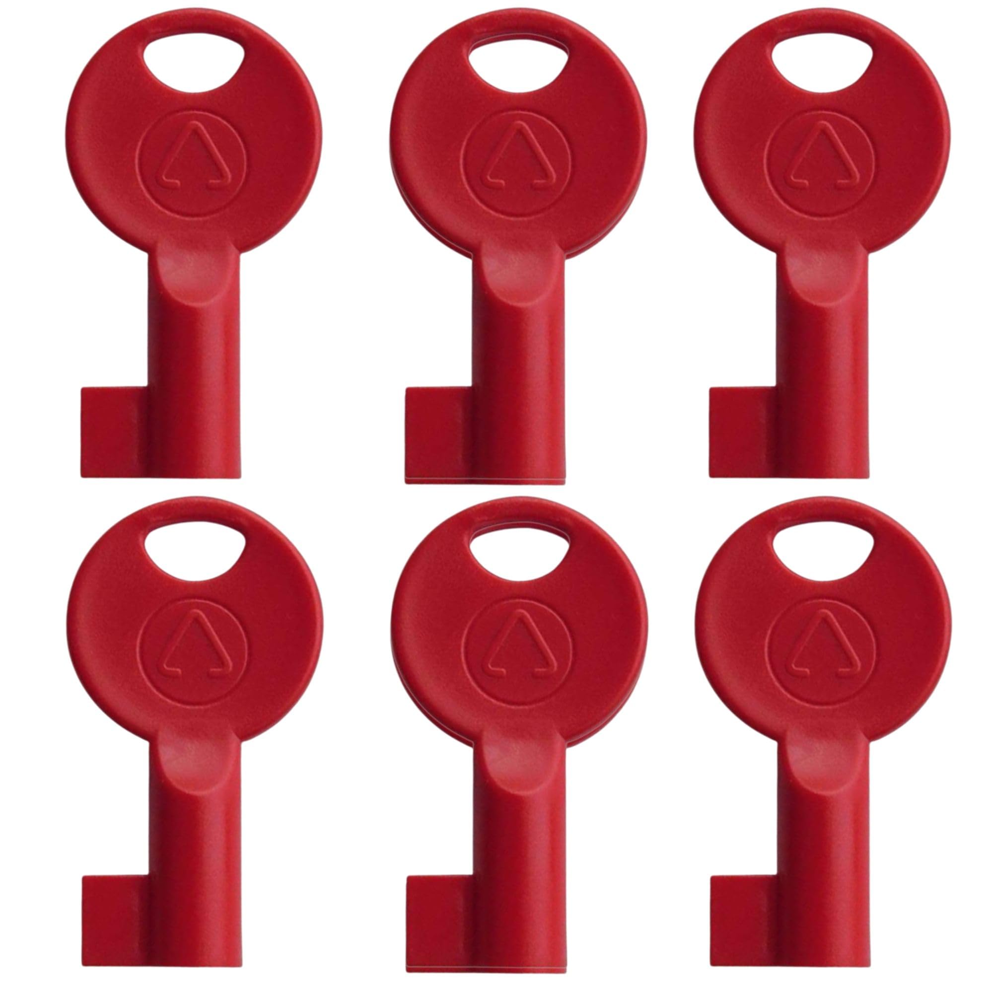 Red Fire Alarm Keys - Universal Reset & Replacement Keys for Break Glass Call Points and Fire Alarm Panels - 6-Pack