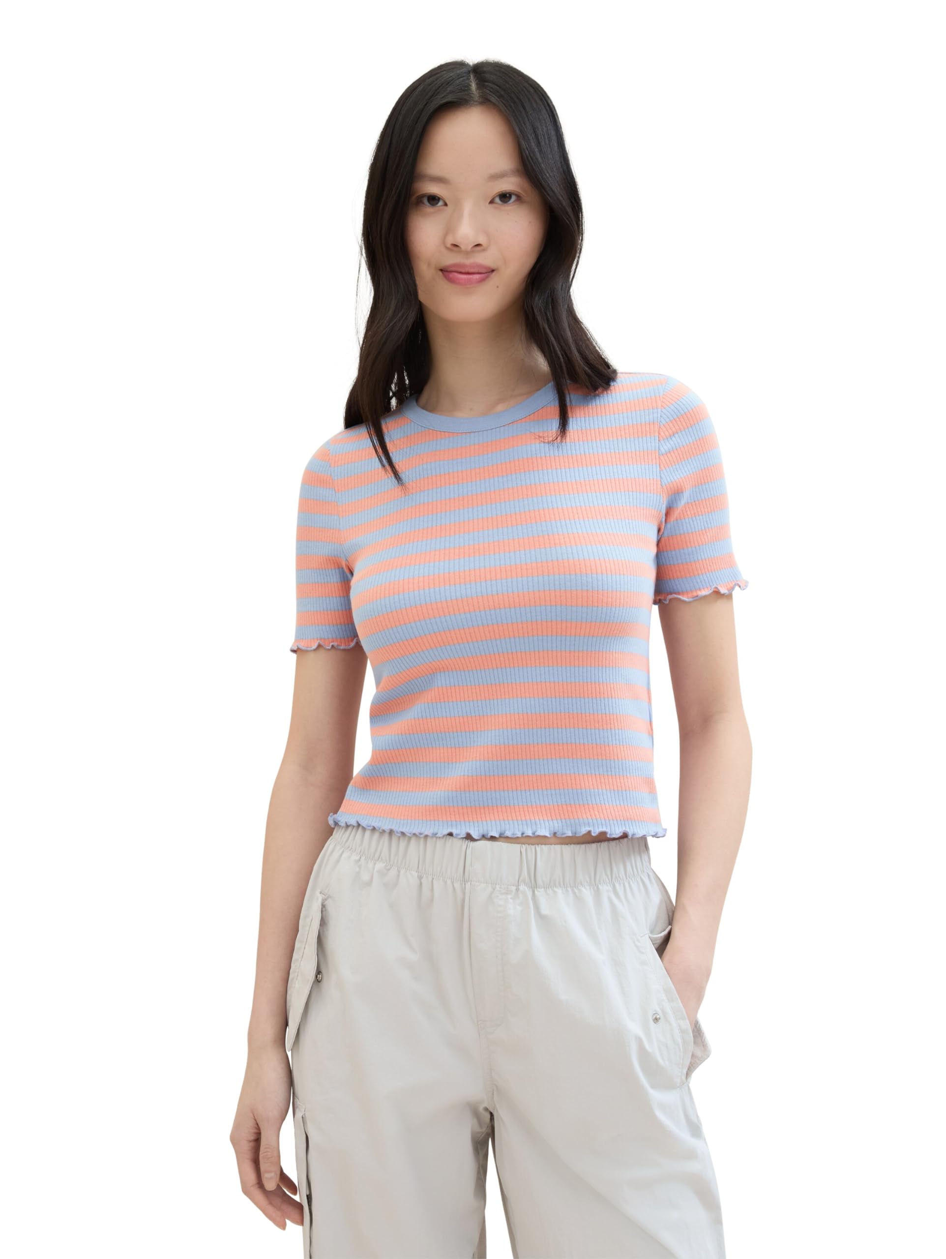 TOM TAILOR Denim Women's 1041412 T-Shirt, 35330-Terracotta Mid Blue Stripe, XL