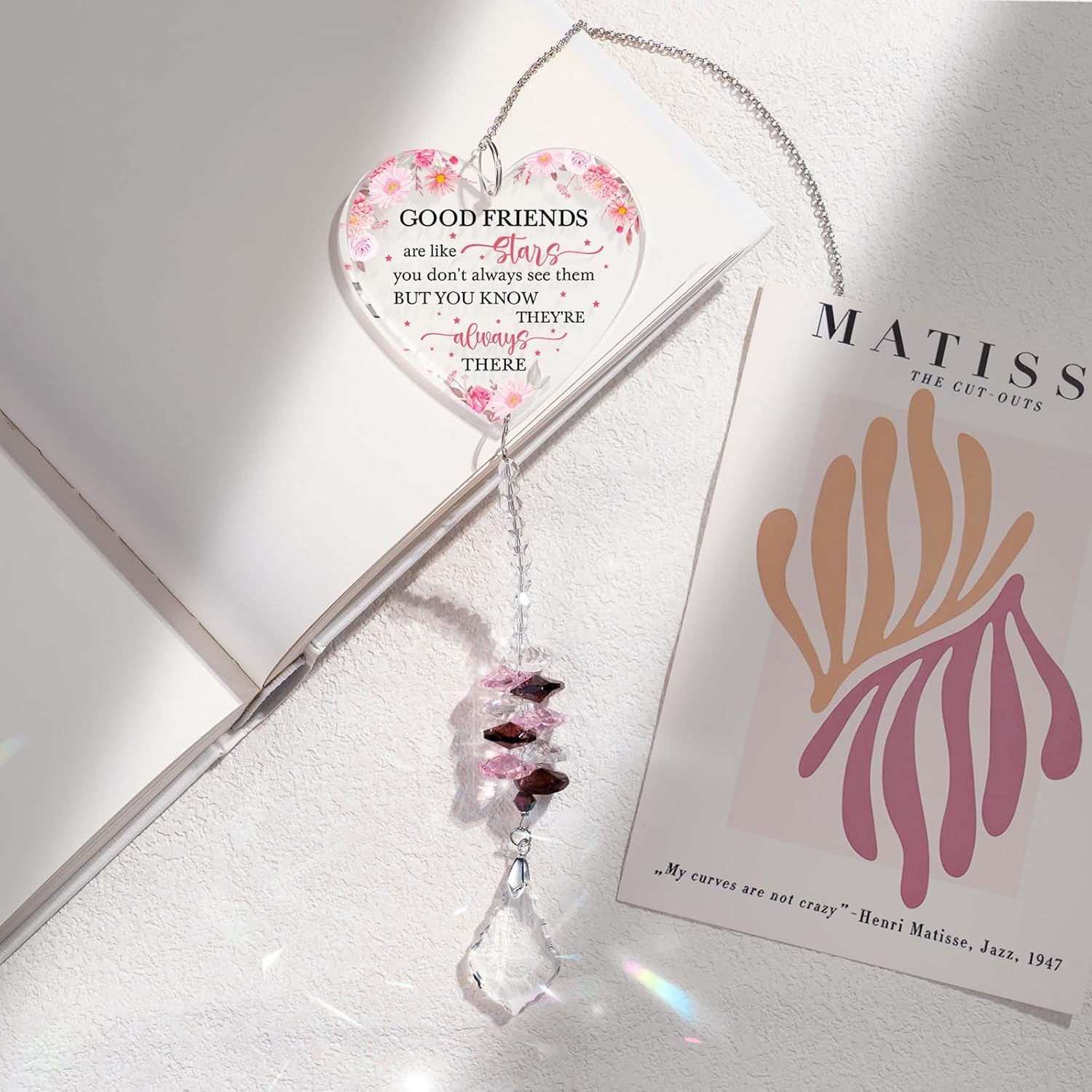 Best Friend Birthday Gifts for Women, Gifts for Best Friend, Friendship Gift for Women, Bestie Present for Woman, to My Bestie Hanging Heart Crystal Suncatcher Ornament - Image 4