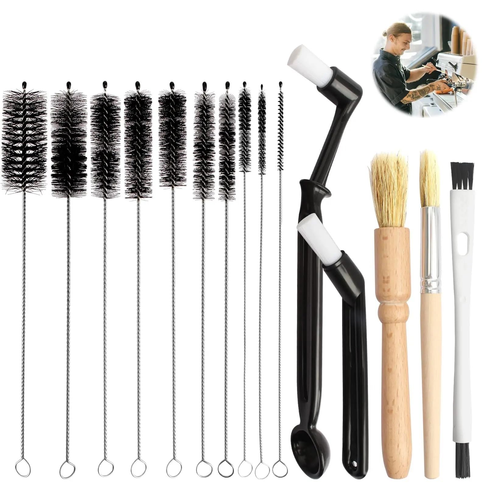 Compatible con todos los molinillos de café y máquinas de café expreso, kit de limpieza de cepillos for café de 4/5 piezas(Set B)