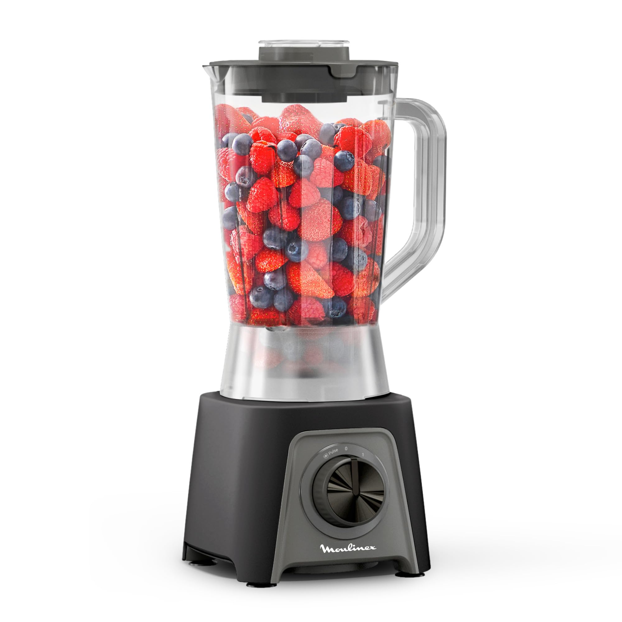 Moulinex Blendeo+, Frullatore da 1.5L con Lame Zelkrom e Smart Lock, Potenza di 450W, con 2 Velocità, Raffreddamento ad Aria, LM2C08F0