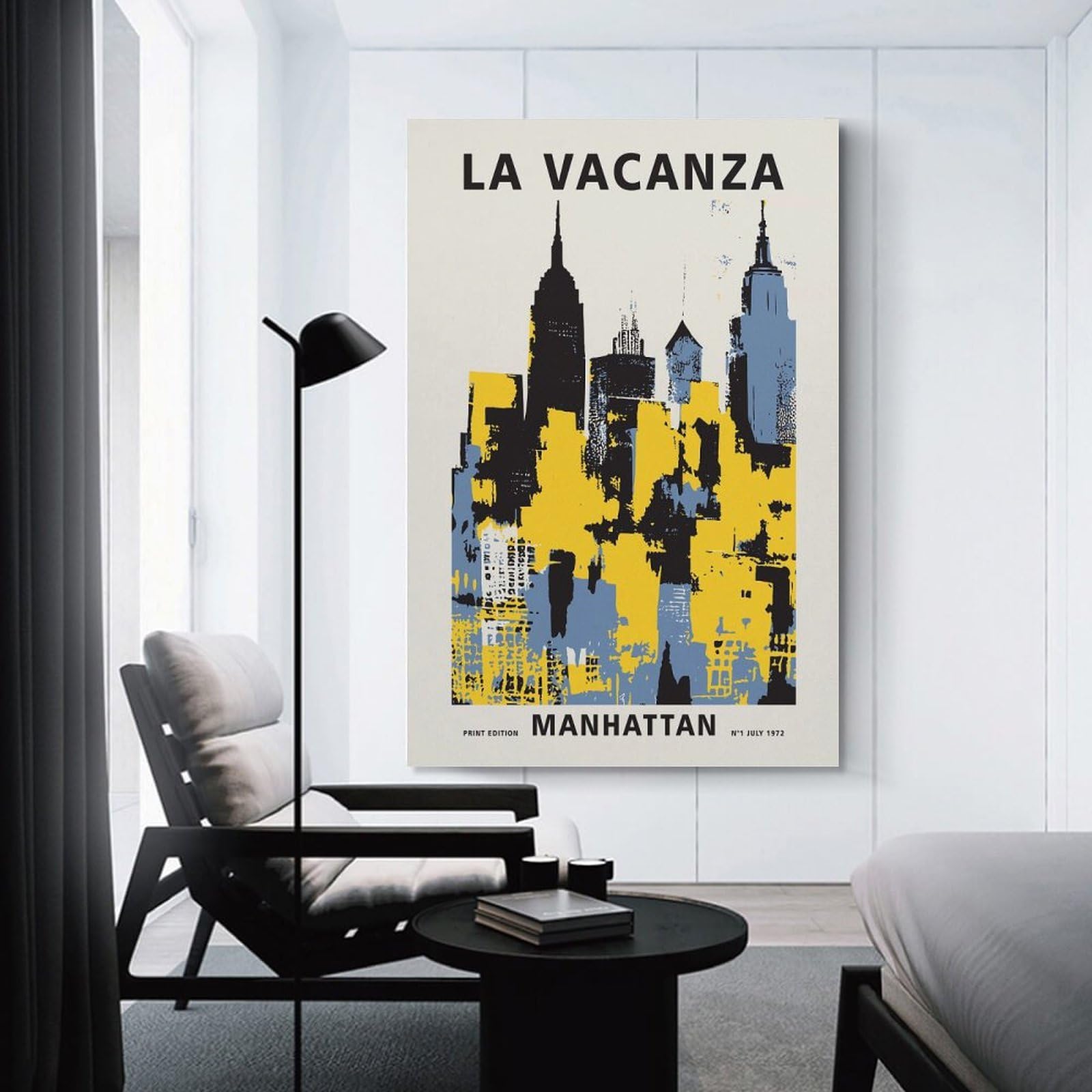 Junmoney Manhattan Retro Decorative Wall Artwork, 24x36inch(60x90cm), for Home Lounge, Bedroom Or Reading Nook, Eye Catching Artwork for Blank Walls