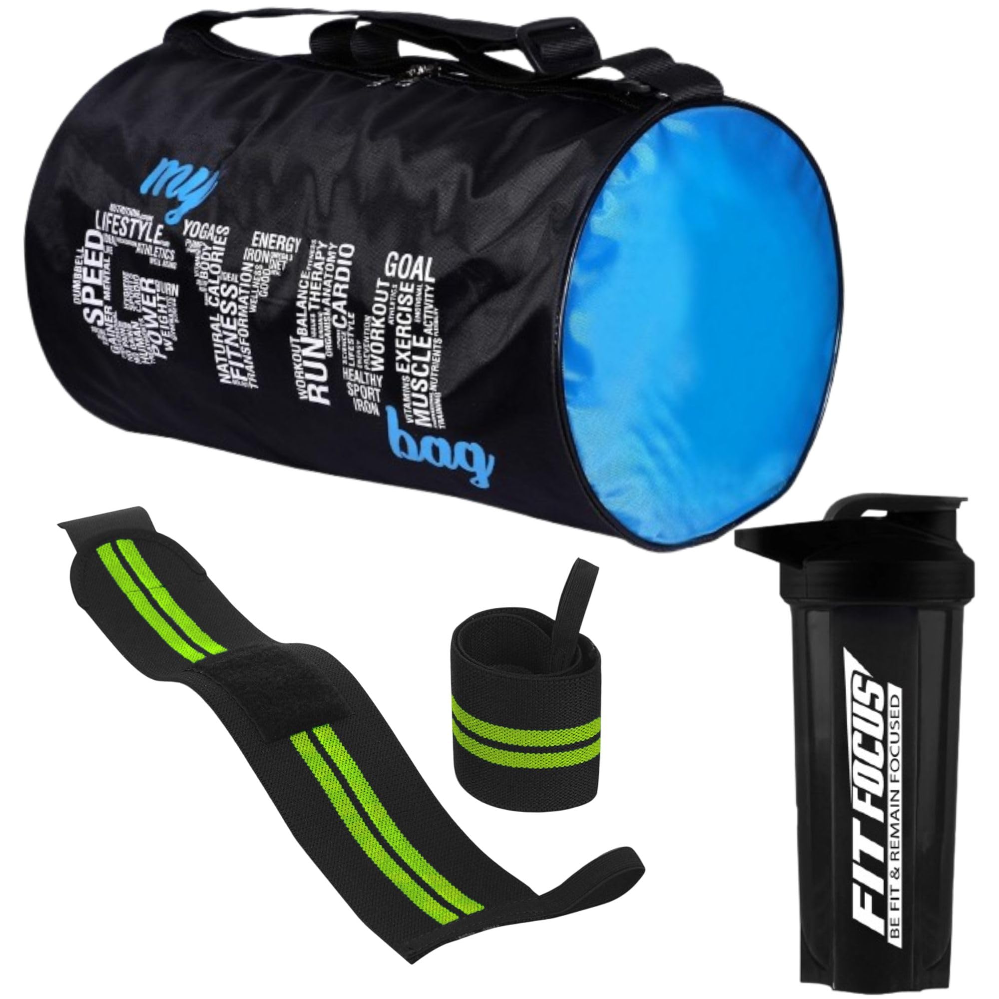 (Pack of 3) Gym Bag Combo for Men Combo Set for Men and Women Workout - Boost Your Workout with My Gym Bag, Wrist Band & Gym Shaker Bottle || Shaker Bottle 700 ml || My GymBag Blue for Fitness (Green)-image-11