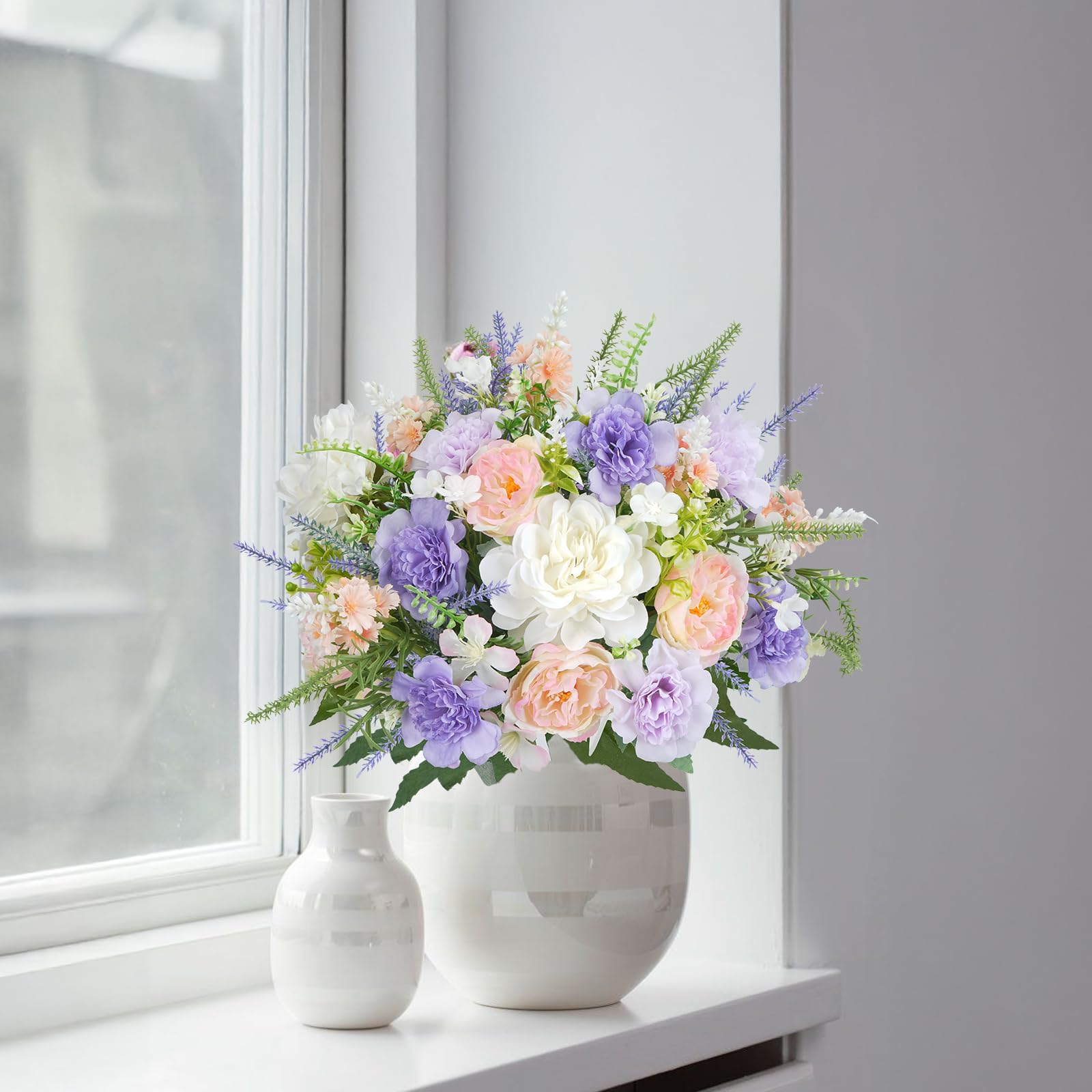 Set di 30 fiori artificiali in seta, con steli, per bouquet da sposa fai da te, baby shower, composizioni floreali, centrotavola, decorazioni per la casa