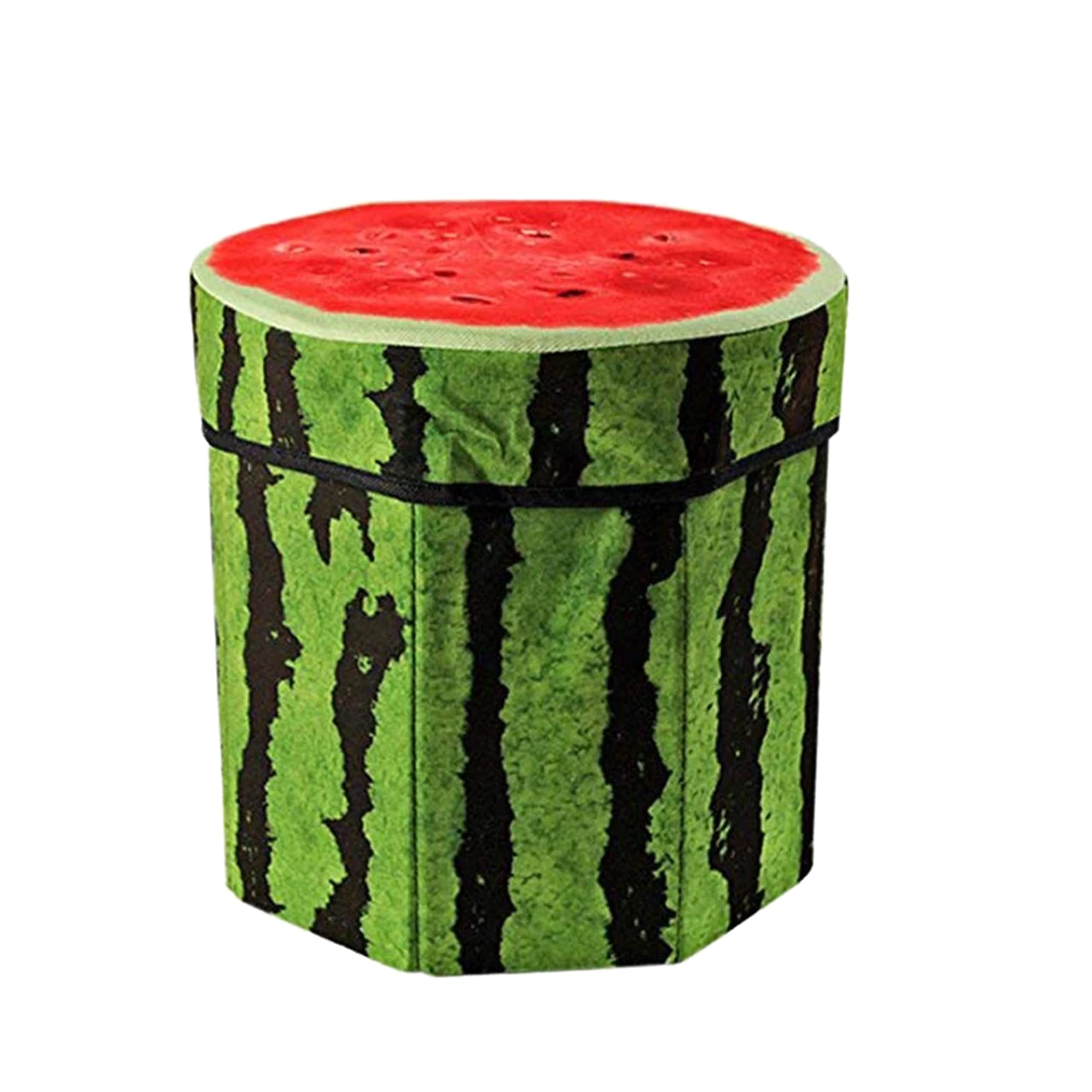 QUICK SHEL Watermelon Foldable Storage Stools for sitting box 2 in 1 stool and Storage box portable traveling table chair lightweight multi-purpose easy to assemble and carry Ideal for living room, bedroom and office Strength 100Kg - Green and Red