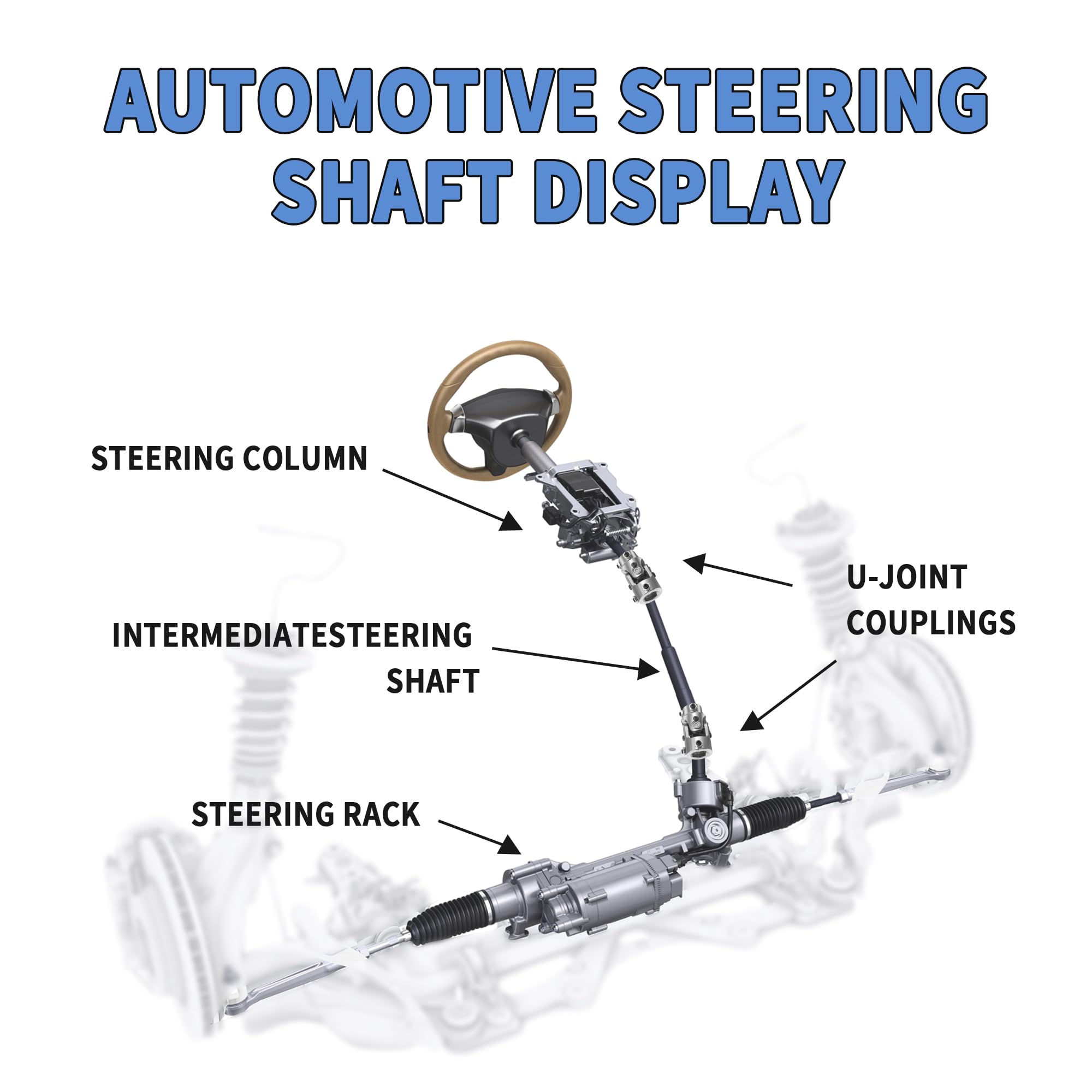 GM Large Spline Steering Column Shaft U-Joint Coupler - 1 DD X 48 Spline, Black, For FWD Applications