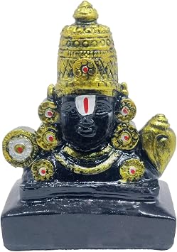 GLOOKS Venkateswara Marble Dust Statue/Tirupati Balaji Idol for Car Dashboard & Home Office Table
