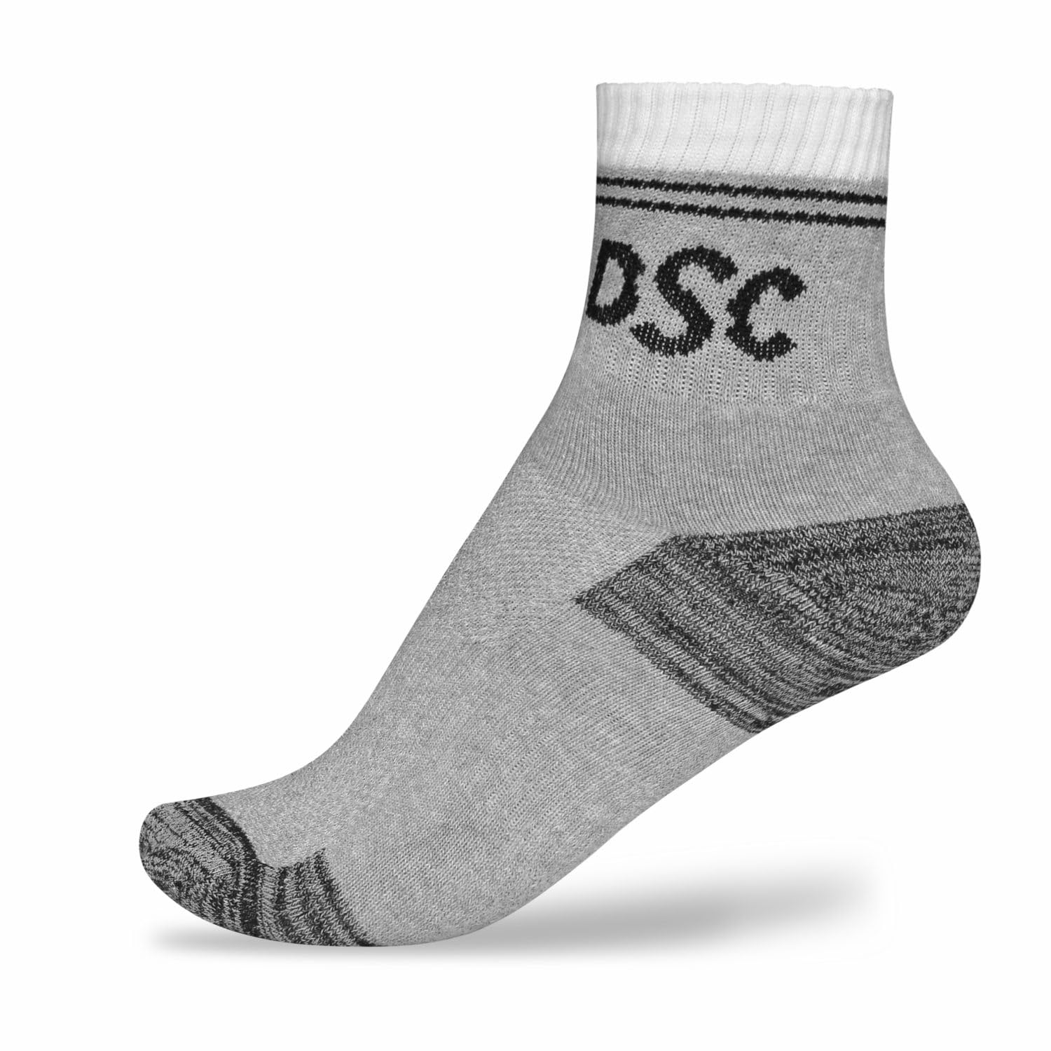 dsc 08 Ankle Cricket Socks | Color: Grey Melange/Black/White | Size: Free Size | Material: Cotton | for Men & Boys | Comfortable and Flexible fit | Anti Slip | Better Support and Stability-picture-51
