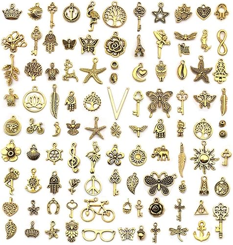 Miniatura 2 de AleapDoll 600 piezas al por mayor de dijes a granel para suministros de fabricación de joyas, pulseras, dijes, collar, pendientes, plata tibetana,