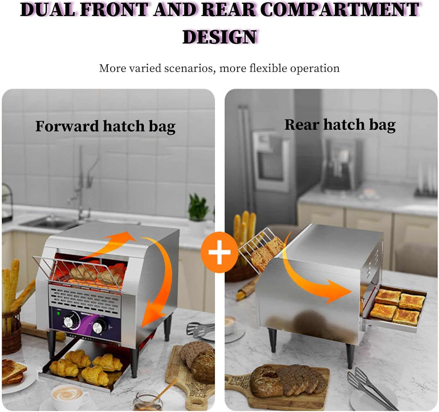 Commercial Electric Conveyor Toaster, Conveyor Toaster, 300 Slices per Hour, Heavy Duty Electric Toaster Oven, Drawer Tray, for Bread Bun Bagel Baked Food Large