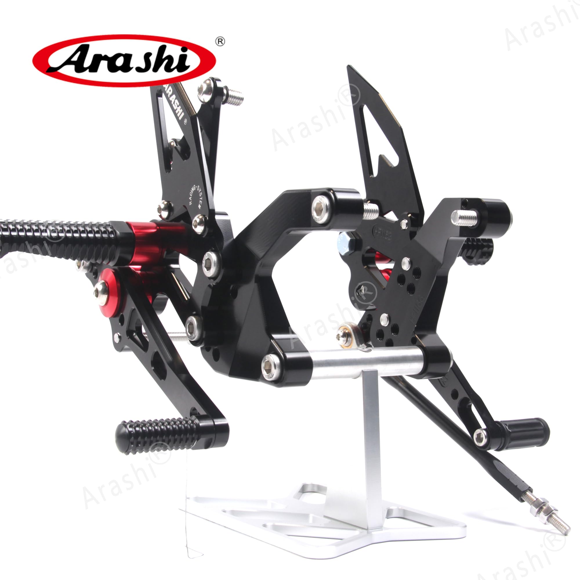 Arashi (Version2.0) Regolabile Pedane Arretrate Pedane Poggiapiedi per Z900 ZR900 2020-2023, Nero Accessori Pedalino Posteriori Pedaline