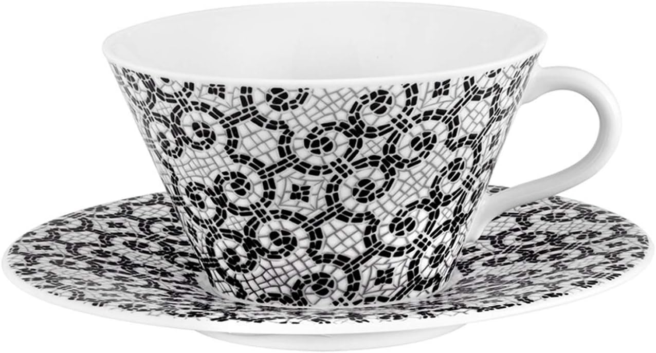 Vista Alegre Porcelain Portuguese Cobblestone Tea Cups & Saucers Set of 2