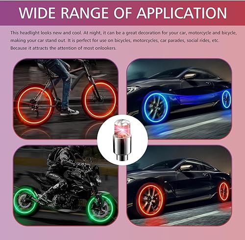 Miniatura 5 de Tesnaao Hot Wheels - Luz de válvula de neumático de automóvil, luz de flash de respiración de bajo consumo, luz estroboscópica de inducción de