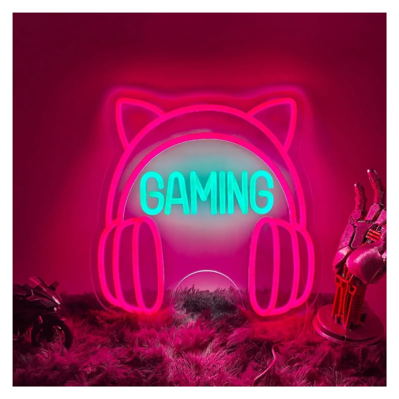 LEMST Signs Lamp Gamer Girl Gaming Neon Sign Neon Light Sign for Living Room Game Room Bedroom Decor Birthday 32.5x32.5cm