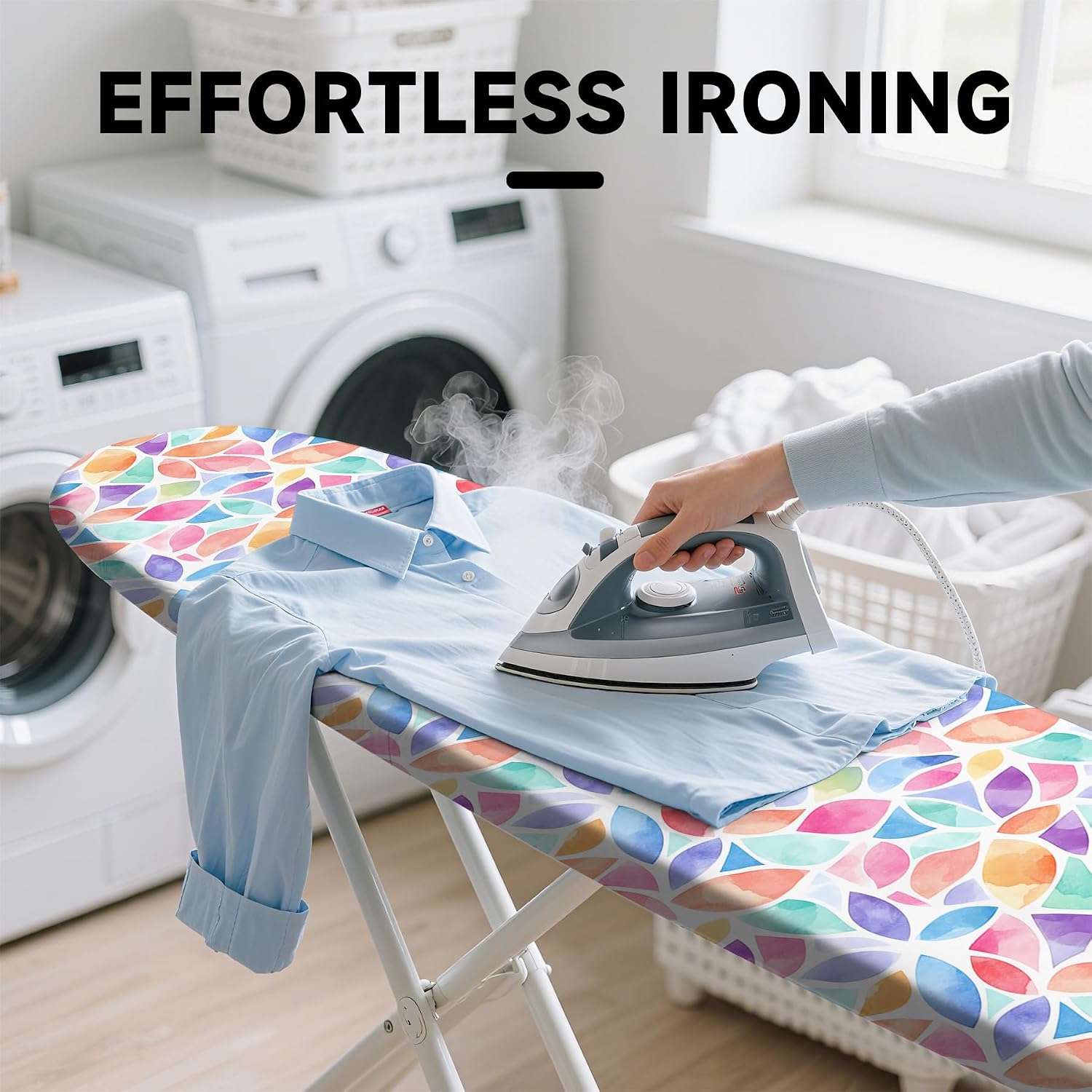 Ironing Board Cover 15"x54", Standard Size Replacement Iron Board Covers with Thick Padding, Heavy Duty Non-Slip Board Cover Fitted with Elastic Edges and Velcro Straps