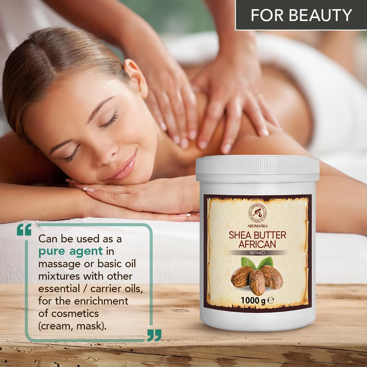 AROMATIKA Shea Butter Refined 35.3 Oz (1000g) - 100% Pure Shea Butter for Body Care - Hair - Face - Body Butter - Butyrospermum Parkii