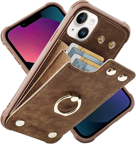 Funda tipo cartera para iPhone 13 con soporte para tarjetas de crédito alta capacidad para 5 tarjetas, funda de cuero a prueba de golpes compatible