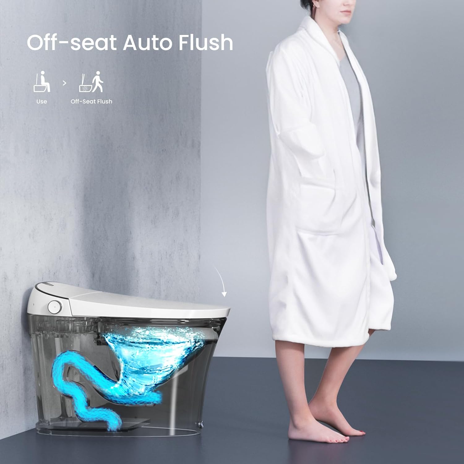 Smart Toilet with Bidet Built in, Luxury Bidet Toilet with Tank, Foam Dispenser for Self-Cleaning Shield, Heated Seat, Instant Warm Water & Dryer, Pump-Assist & Kick Flush, Digital Display