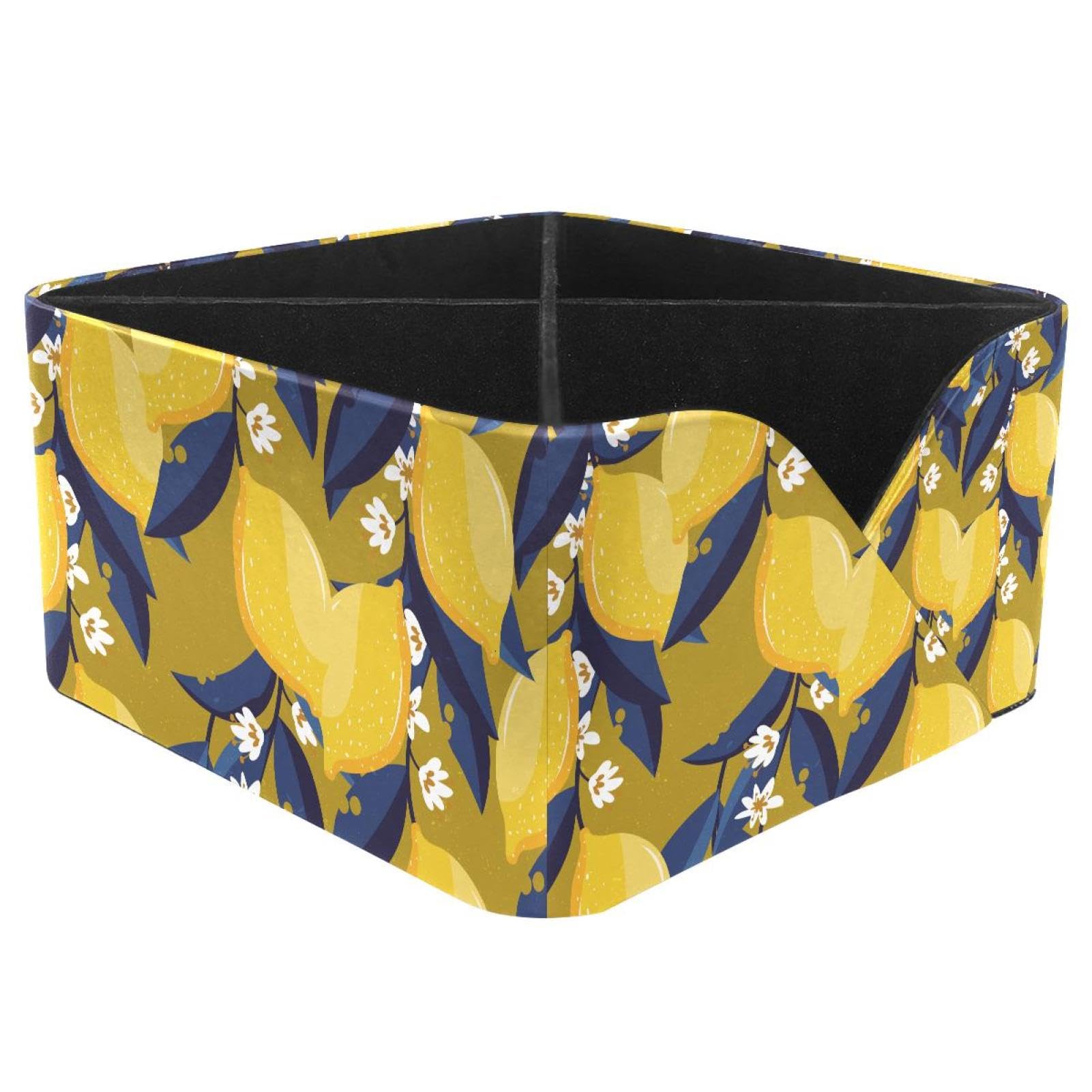 KengjuTesu Fruit Lemon Colorful Pattern Desktop Organizer Pen Holder, Rectangular Pencil Cup for Office, Study and Makeup Stations