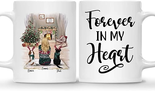 Miniatura 8 de Gossby Taza de café de Navidad personalizada con diseño de perro y mamá, regalo de Navidad personalizado para mujeres con nombre, taza de cerámica