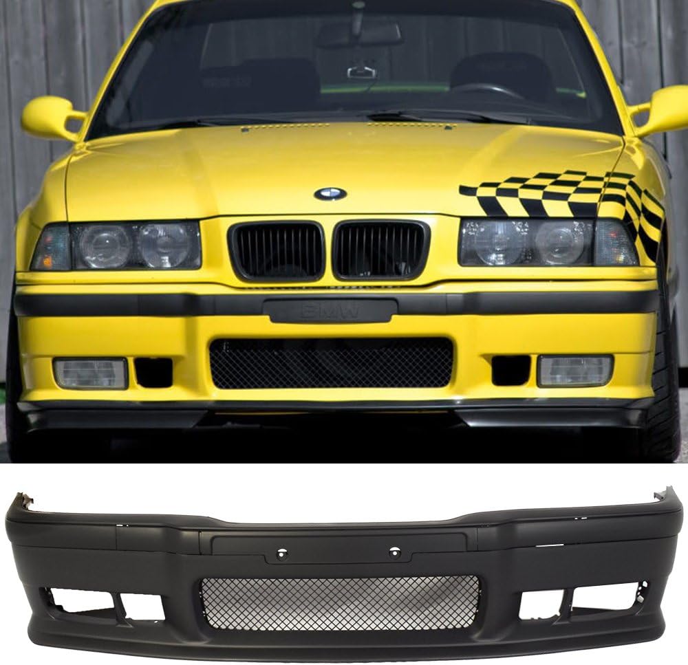 EAX Compatible with 92 93 94 95 96 97 98 BMW E36 3-Series Replacement for M3 Style Front Bumper Cover Lip Grille 1992 1993 1994 1995 1996 1997 1998